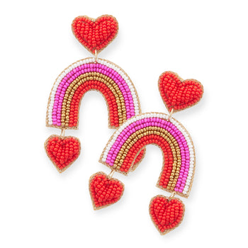 Handmade Heart Rainbow Earrings