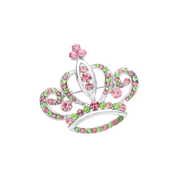 Stone Embellished Crown Pin Brooch