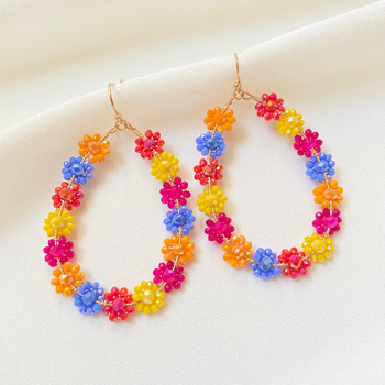 Faceted Beaded Flower Earrings