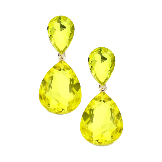 Yellow Crystal Drop Earrings