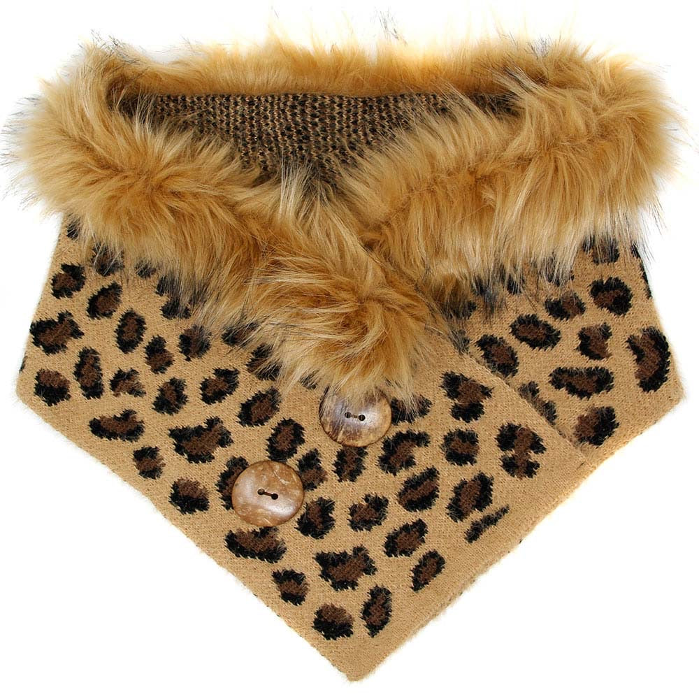 LEOPARD FAUX FUR AND BOTTONS CHENILLE TUBE