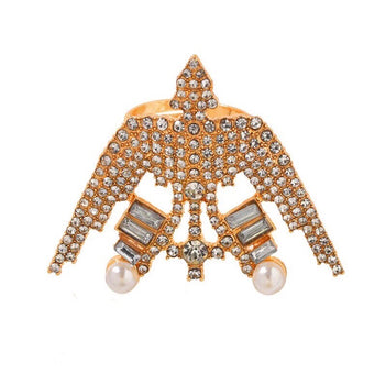 ADJUSTABLE GOLD CRYSTAL RING