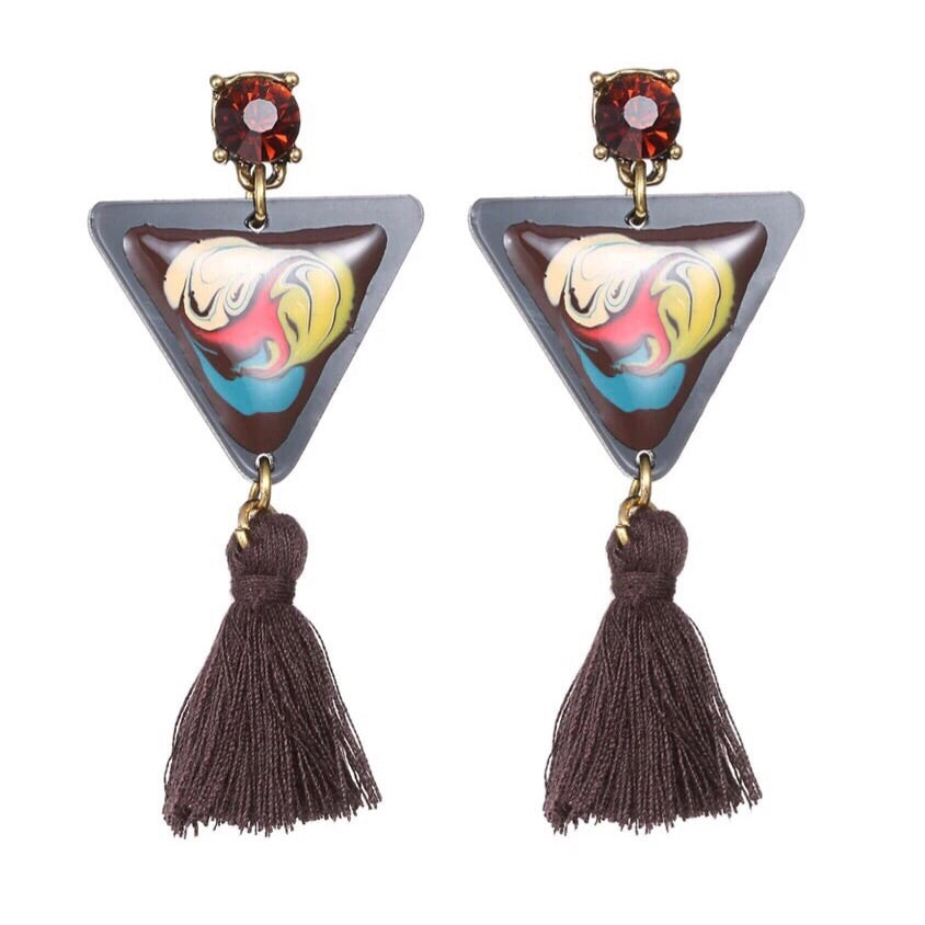HANDMADE ENAMEL GEOMETRIC EARRINGS