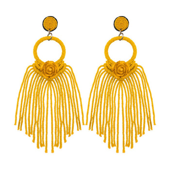 BOHEMIAN FLOWER TASSEL EARRINGS