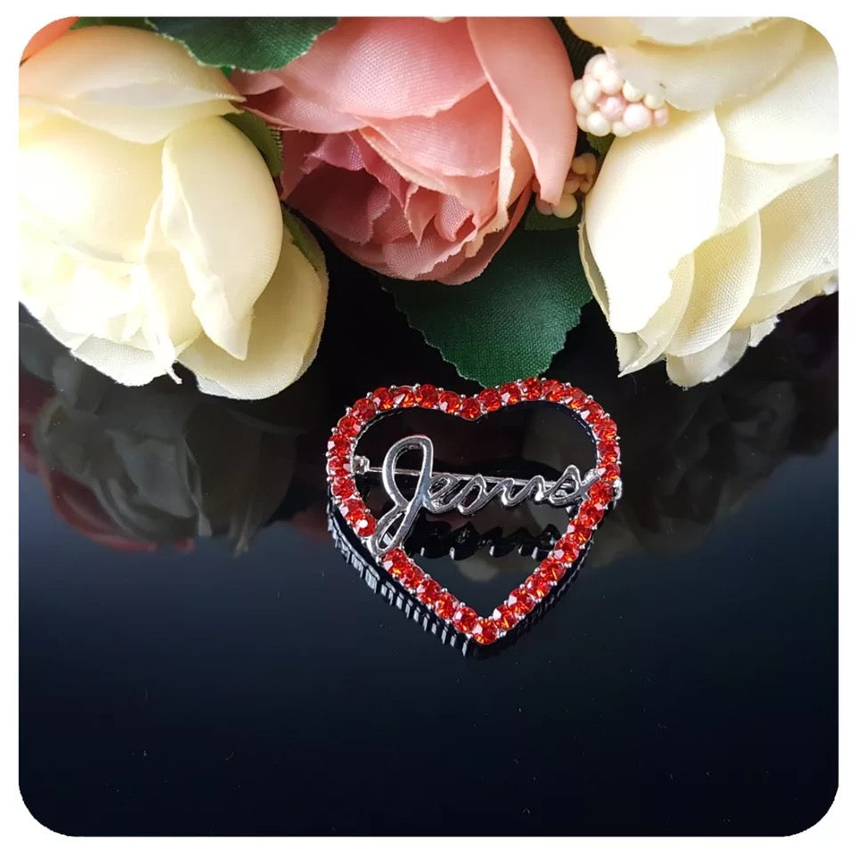 Rhinestone Jesus Brooch