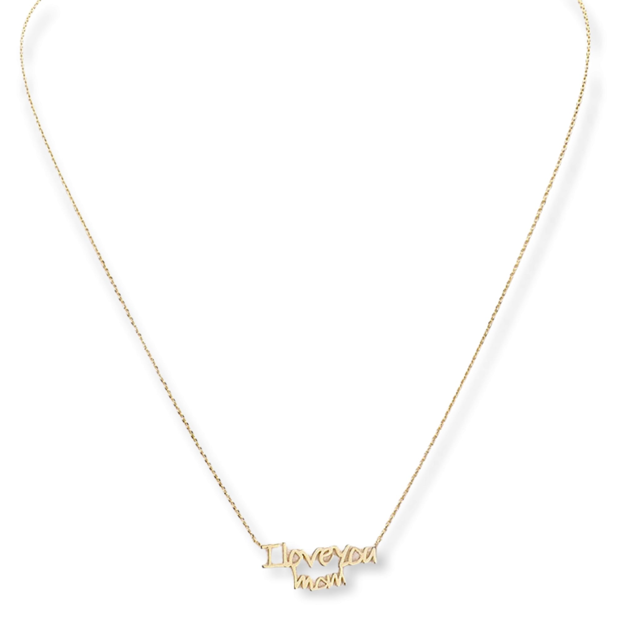 14K Gold Dipped I love you mom Message Pendant Necklace
