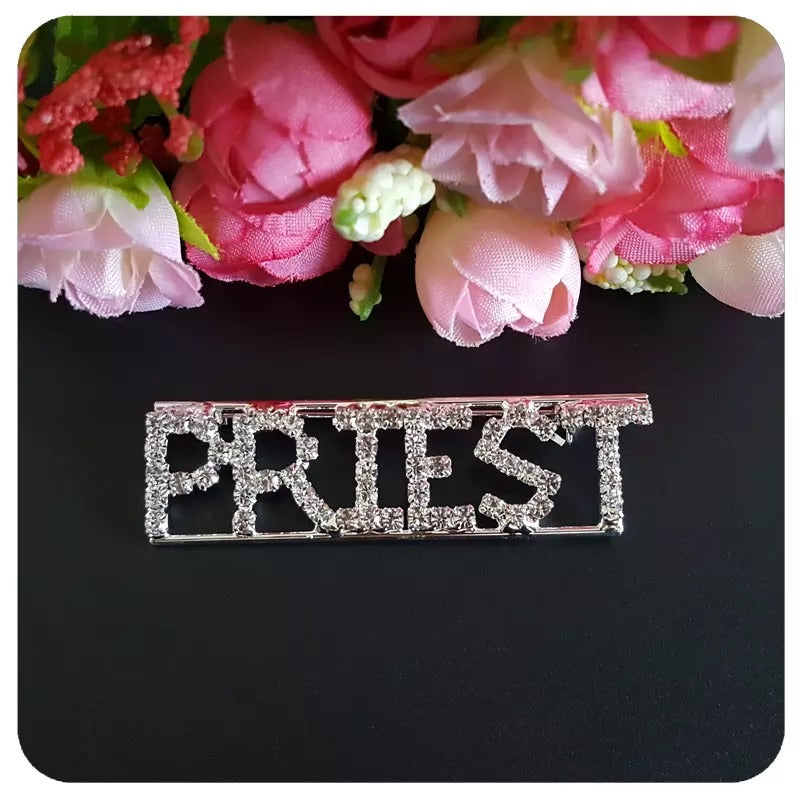 HANDMADE RHINESTONE “PRIEST” BROOCH