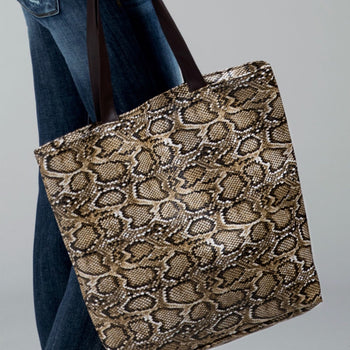 FAUX SNAKE PRINT LEATHER SHOULDER BAG