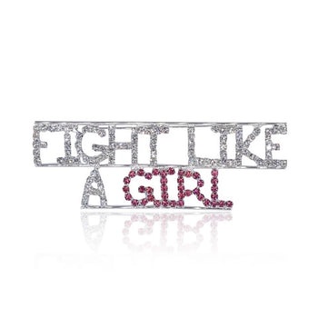 HANDMADE RHINESTONE “FIGHT LIKE A GIRL” BROOCH