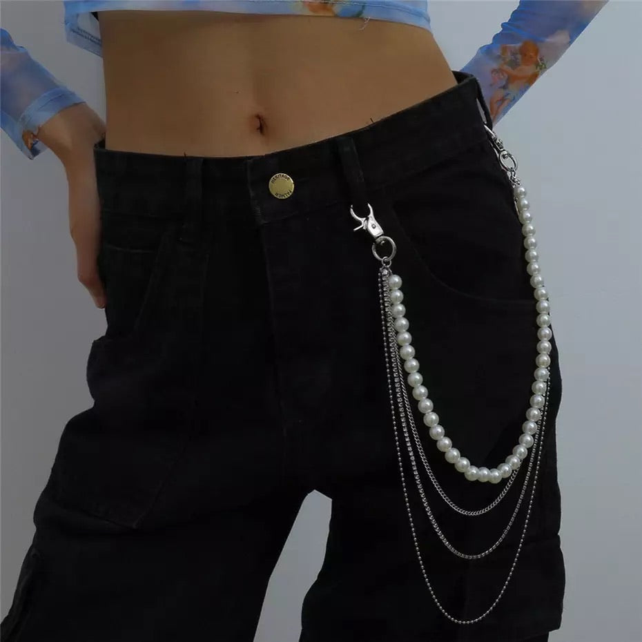 Pearl Single/Four Layer Belt Waist Key Chain