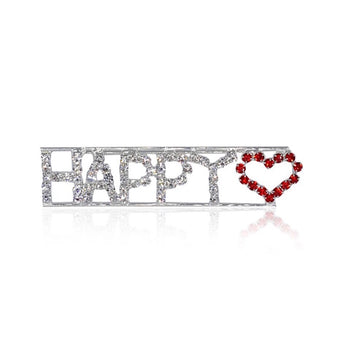 HANDMADE RHINESTONE “HAPPY❤️” BROOCH