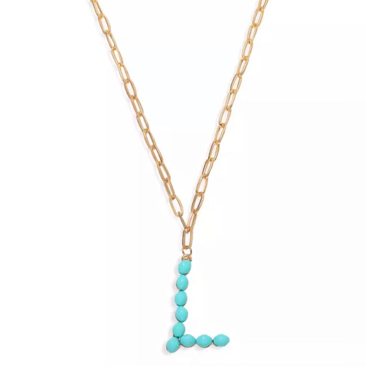 LETTER “L” LINK PEARL NECKLACE