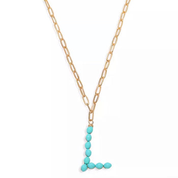 LETTER “L” LINK PEARL NECKLACE