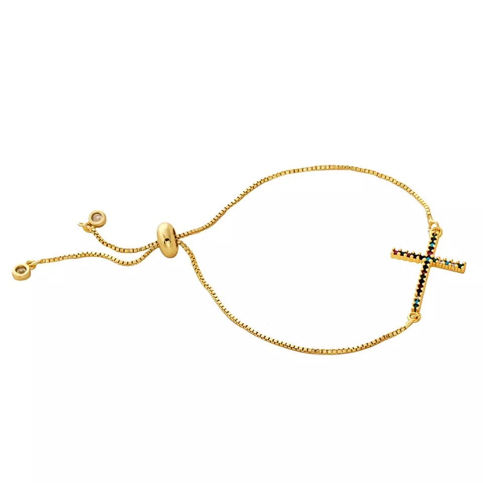 CUBIC ZIRCONIA CROSS BRACELET