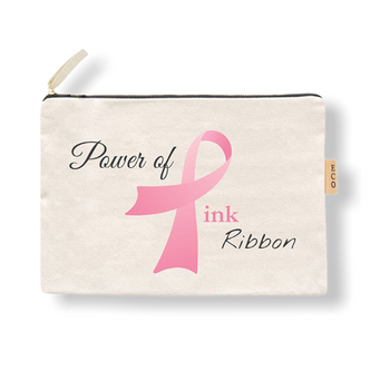 'Power of Pink Ribbon' Cotton Canvas Eco Pouch Bag