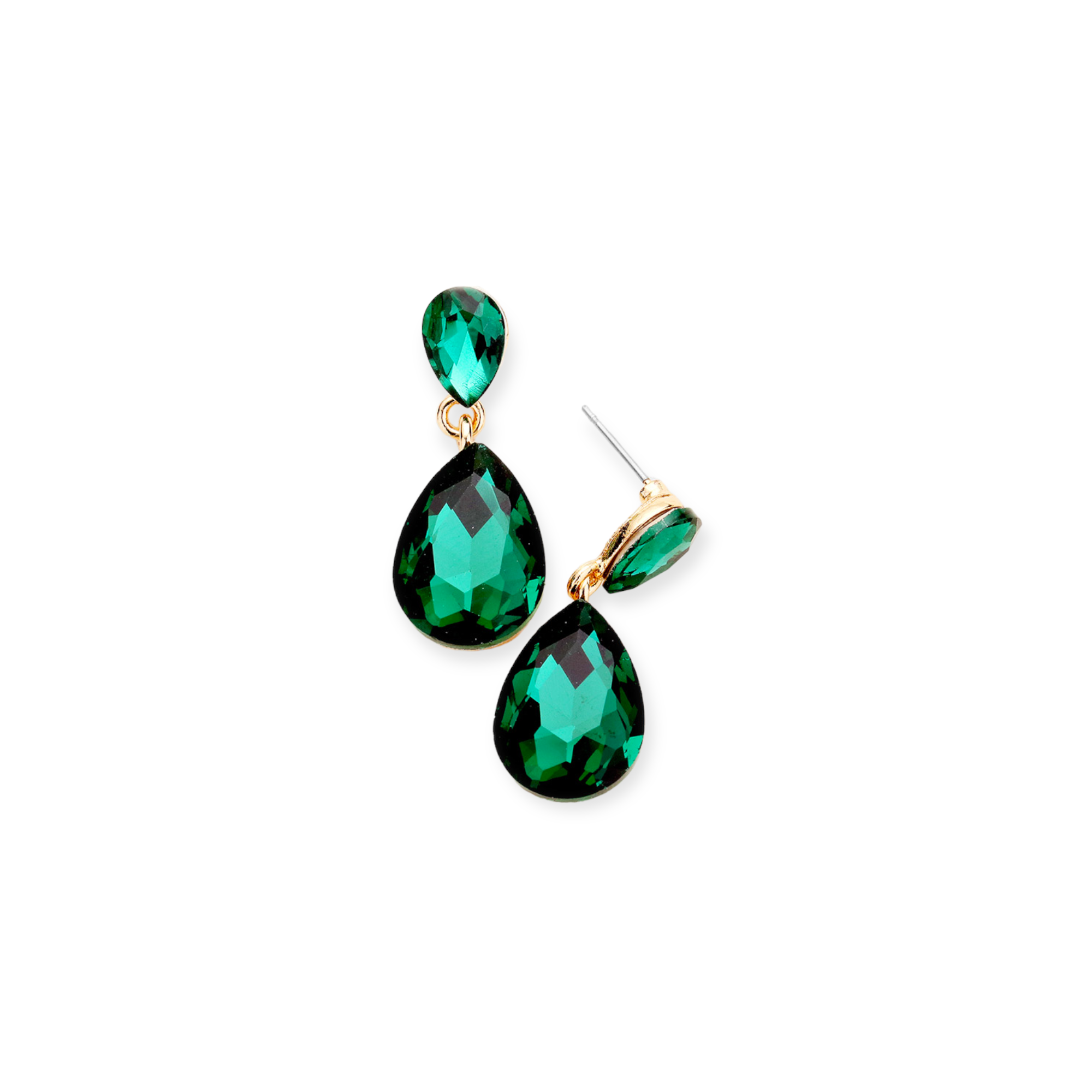 Glass Crystal Teardrop Dangle Earrings