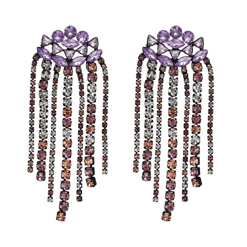 RHINESTONE TASSEL EARRINGS