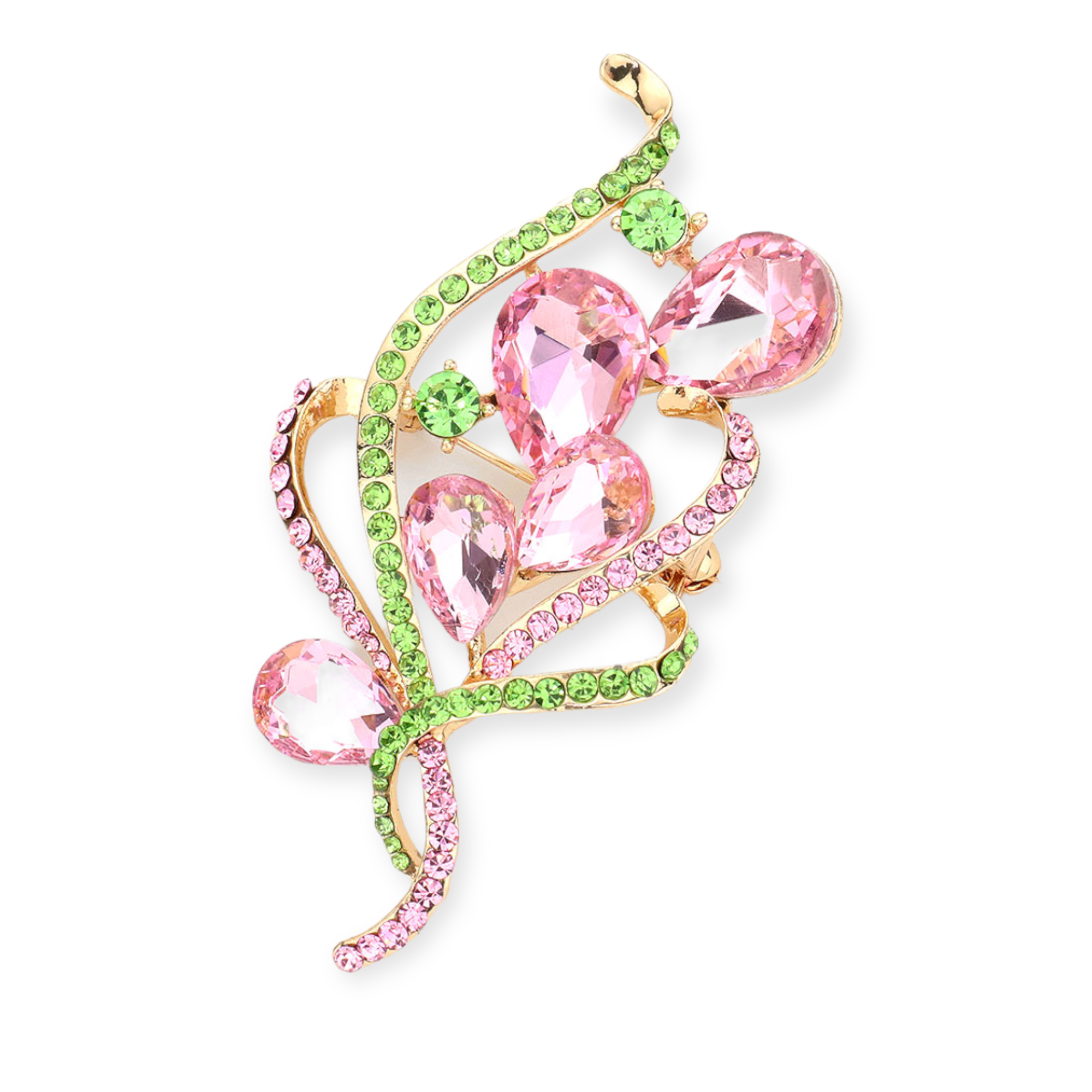 Rhinestone Pave Glass Stone Embellished Brooch