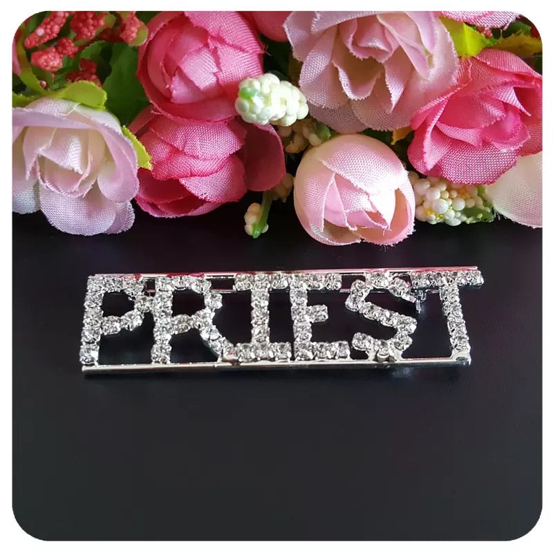 HANDMADE RHINESTONE “PRIEST” BROOCH
