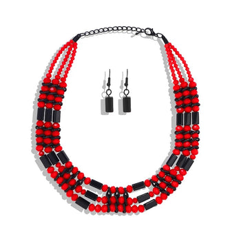 HANDMADE BEADED NECKLACE AND EARRINGS SET