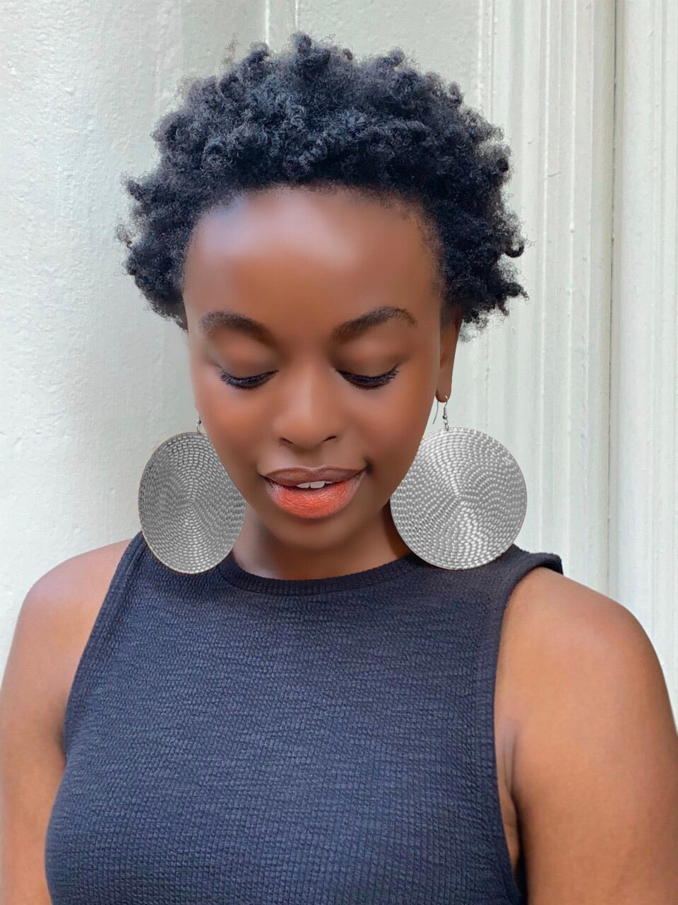 SILVER ROUND DANGLE EARRINGS
