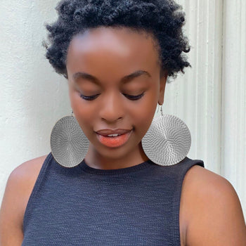 SILVER ROUND DANGLE EARRINGS