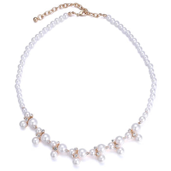 PEARL BEADED RHINESTONE NECKLACE