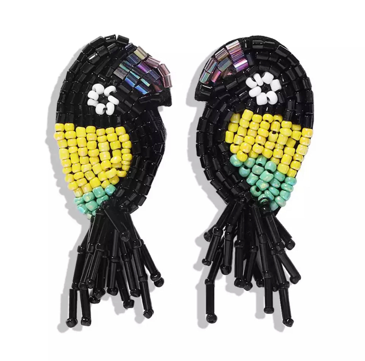 HANDMADE BEADED BIRD EARRINGS