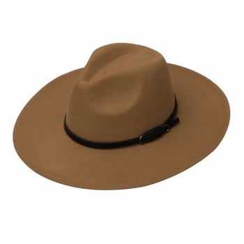 Belt Detail Sold Suede Floppy Hat