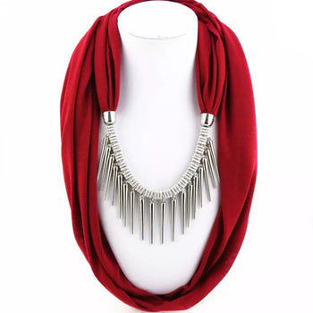 PUNK STYLE RIVET PENDANT SCARF NECKLACE