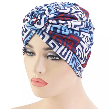 AFRICAN PATTERN PRE-KNOTTED TURBAN