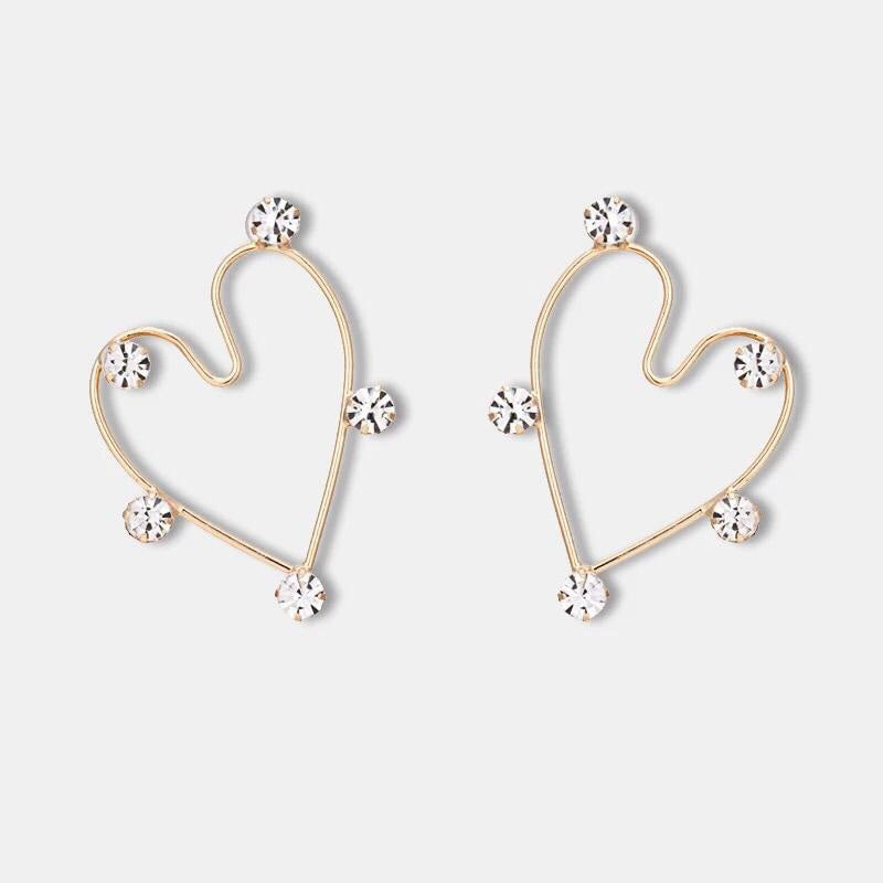 HEART RHINESTONE STUD EARRINGS