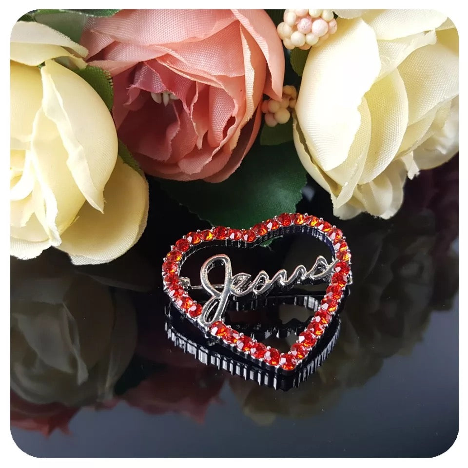 Rhinestone Jesus Brooch