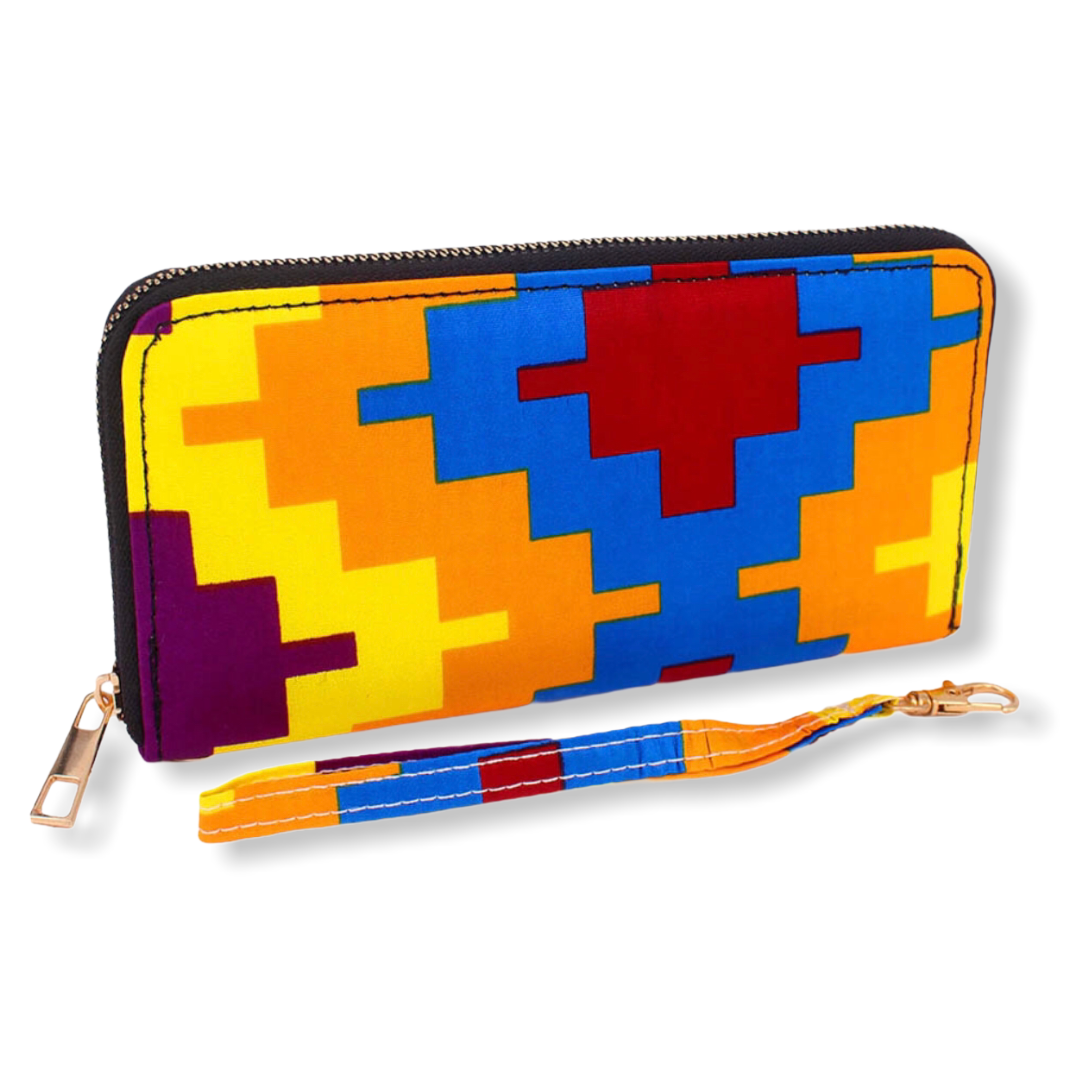 ABSTRACT PATTERN ZIPPER WALLET