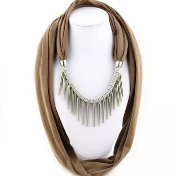 PUNK STYLE RIVET PENDANT SCARF NECKLACE