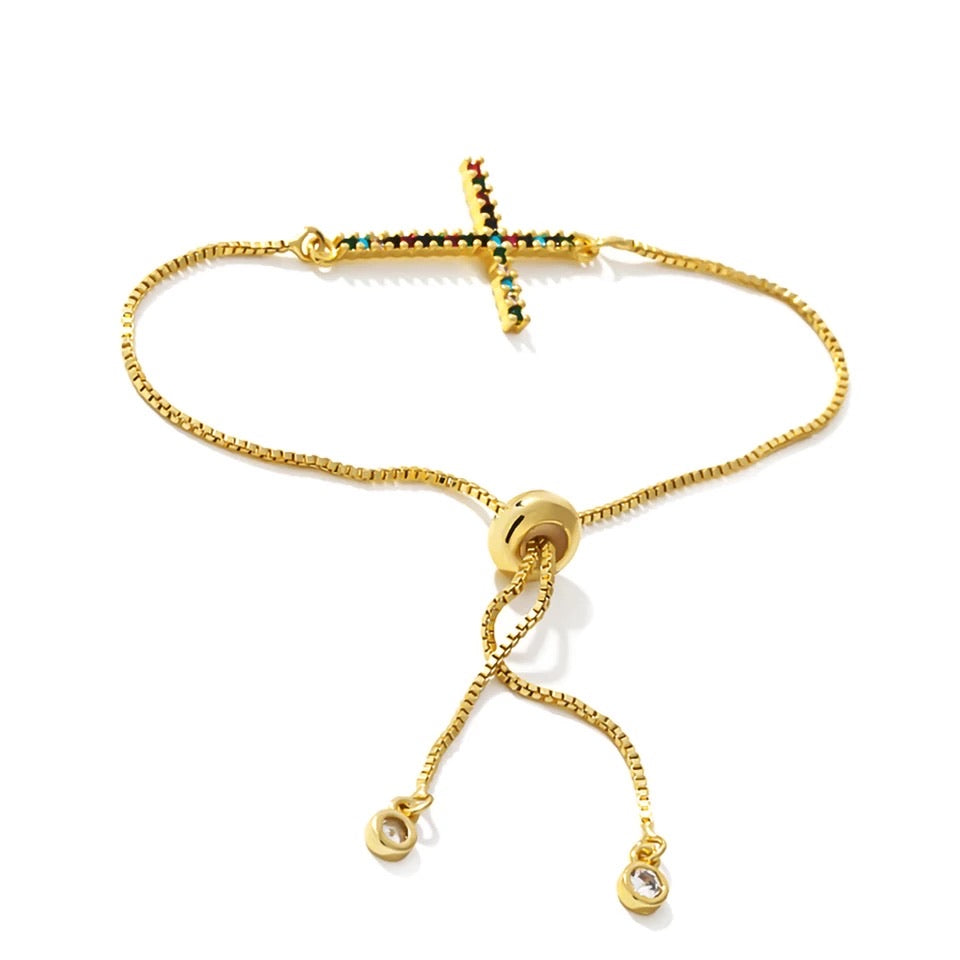 CUBIC ZIRCONIA CROSS BRACELET