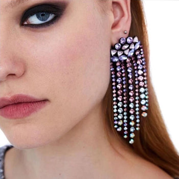 RHINESTONE TASSEL EARRINGS