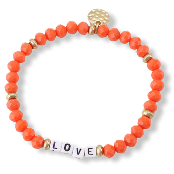 “LOVE” FACETED BEADED STRETCH BRACELET