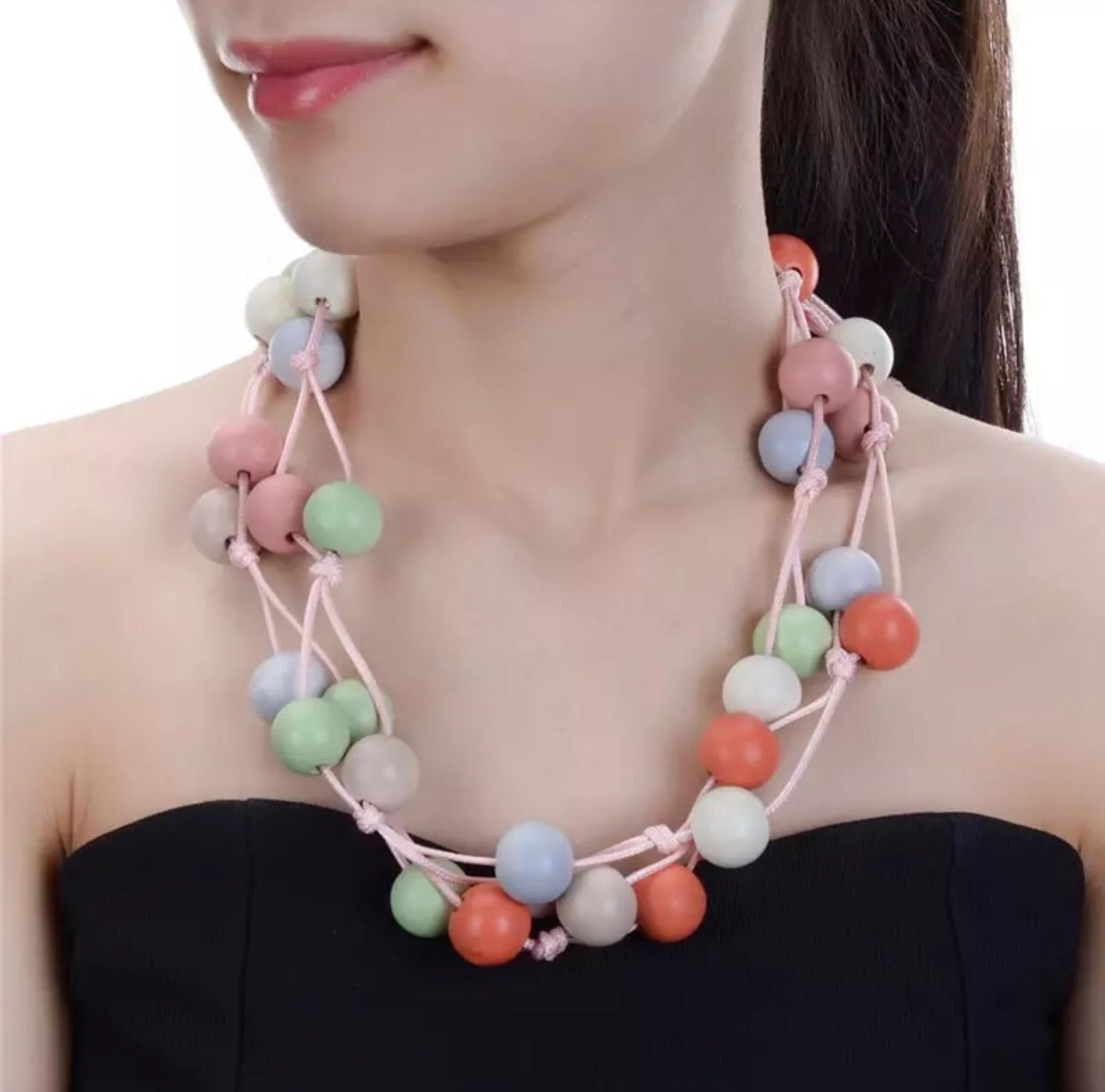 HANDMADE CERAMIC BEADS STATEMENT NECKLACE