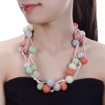 HANDMADE CERAMIC BEADS STATEMENT NECKLACE