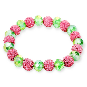 Shamballa Ball Faceted Bead Stretch Bracelet