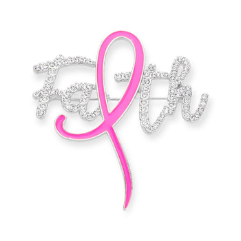 Pink Ribbon Pointed Faith Message Pin Brooch