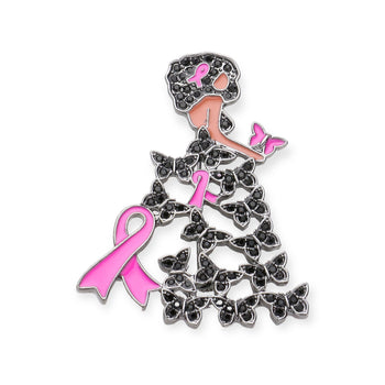 Afro Girl Pink Ribbon Brooch