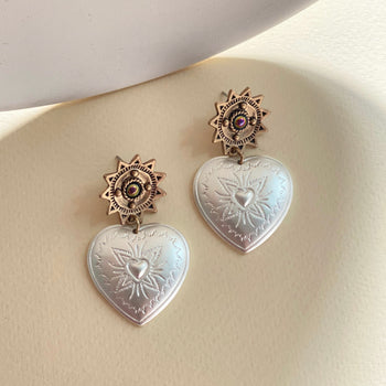 BAROQUE HEART DANGLE EARRINGS