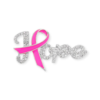 Pink Ribbon Pointed Hope Message Pin Brooch