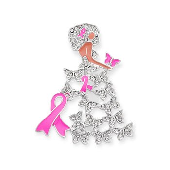 Afro Girl Pink Ribbon Brooch