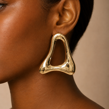 Bold Metal Abstract Open Geometric Statement Earrings