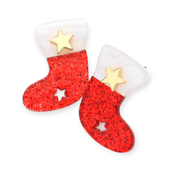 Glittered Christmas Socks Stud Earrings