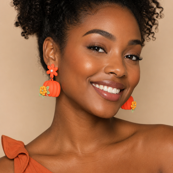 Autumn Pumpkin Charm Drop Dangle Earrings