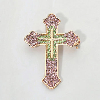 Rhinestone Pave Cross Pin Brooch